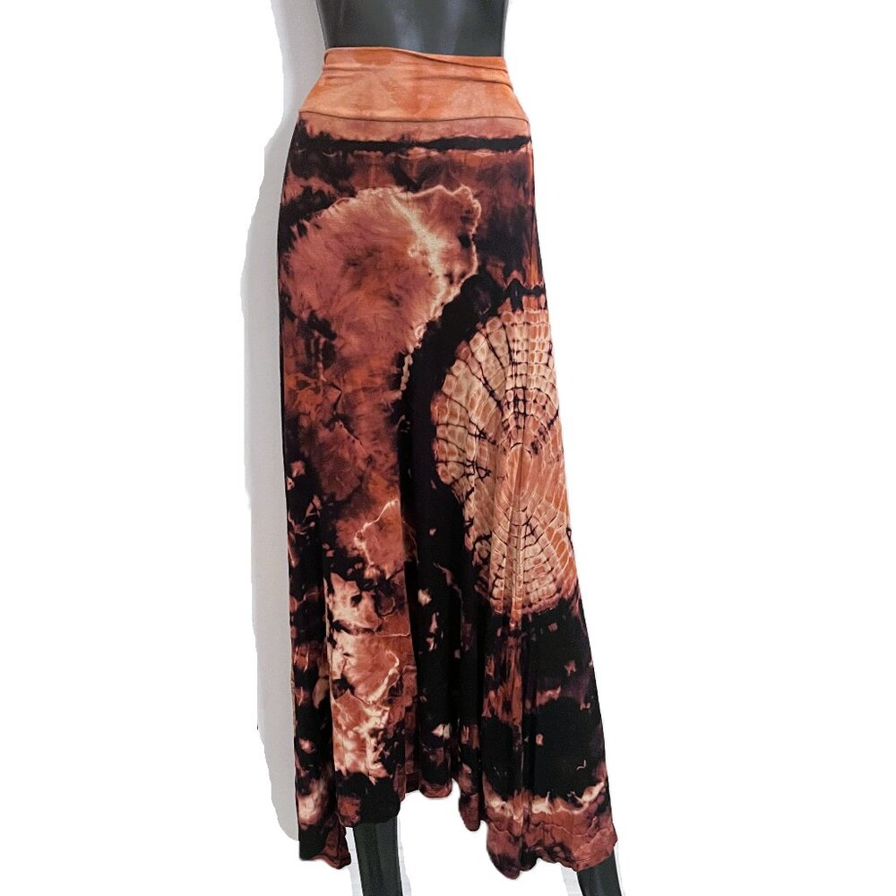 🆕 Hand Tie-Dyed Sunburst Maxi Skirt | Micromodal Blend | Inferno | Asymmetrical
